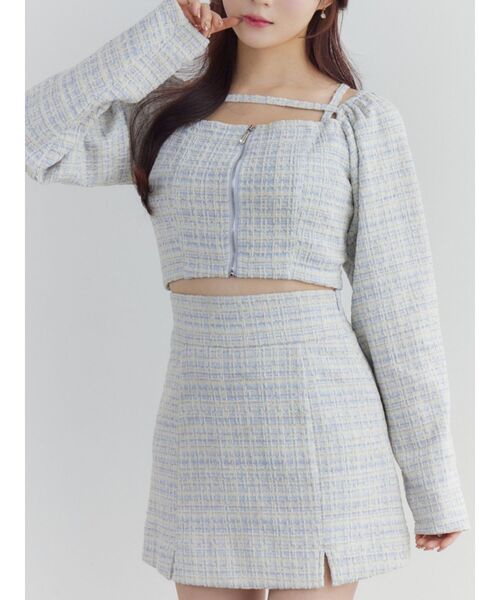 EATME（イートミー）の「【SETUP】フロントZIPパフスリーブTOP（シャツ/ブラウス・レディース・ピンク/ブルー/ブラック・FREE）」の2枚目の写真