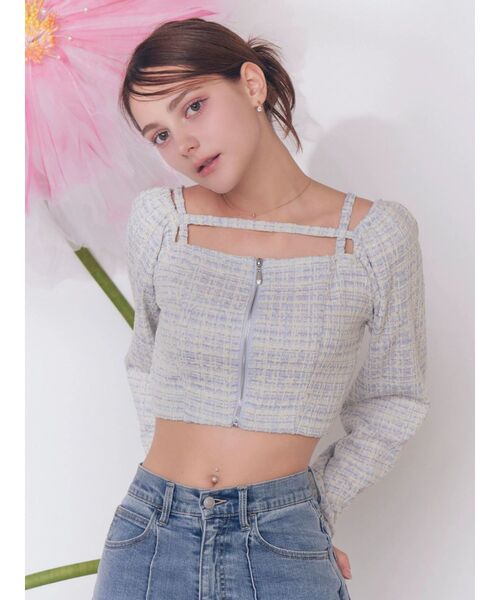 EATME（イートミー）の「【SETUP】フロントZIPパフスリーブTOP（シャツ/ブラウス・レディース・ピンク/ブルー/ブラック・FREE）」の22枚目の写真