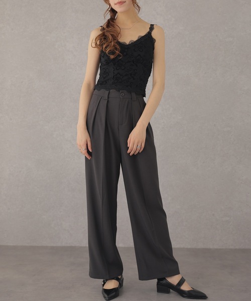 セール】くるみボタン付き 花柄 レース カップ付き キャミソール