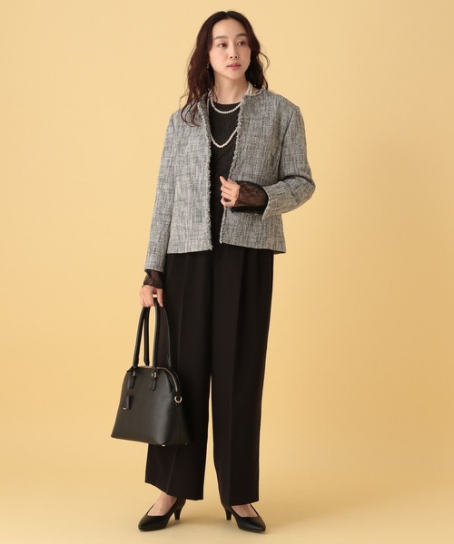 Elura（エルーラ）の「≪入卒/セレモニー/通勤≫ブライトシアーワッシャープルオーバー/602143（Tシャツ/カットソー・レディース・ブラック/オフホワイト・FREE）」の4枚目の写真