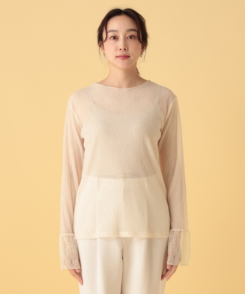 Elura（エルーラ）の「≪入卒/セレモニー/通勤≫ブライトシアーワッシャープルオーバー/602143（Tシャツ/カットソー・レディース・ブラック/オフホワイト・FREE）」の5枚目の写真