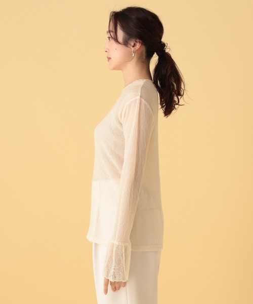 Elura（エルーラ）の「≪入卒/セレモニー/通勤≫ブライトシアーワッシャープルオーバー/602143（Tシャツ/カットソー・レディース・ブラック/オフホワイト・FREE）」の6枚目の写真