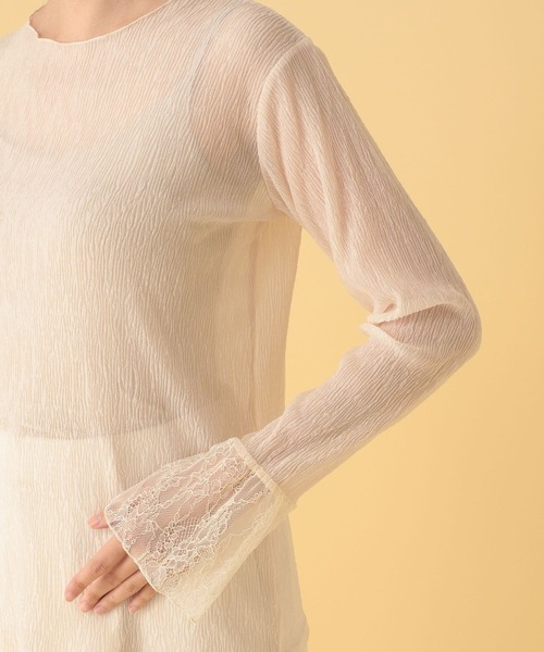 Elura（エルーラ）の「≪入卒/セレモニー/通勤≫ブライトシアーワッシャープルオーバー/602143（Tシャツ/カットソー・レディース・ブラック/オフホワイト・FREE）」の9枚目の写真