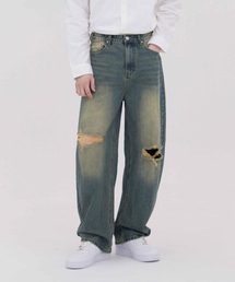 ACSHI（アクシ）の「Loose Washed Balloon Fit Wide Denim Pants Unisex (Rescue Teen)（デニムパンツ）」