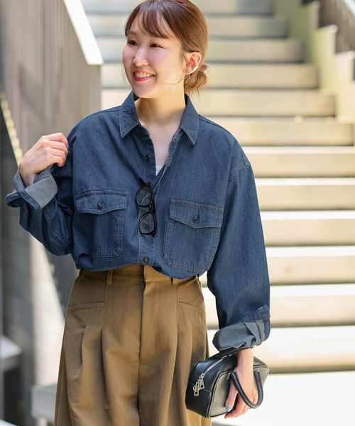 JOURNAL STANDARD relume（ジャーナルスタンダード　レリューム）の「《追加4》9oz デニムワークシャツ（シャツ/ブラウス・レディース・ネイビー/ブルー・FREE）」の14枚目の写真