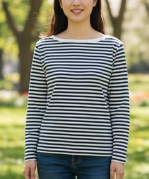 【マリンテイスト・大人定番】バスクボーダー長袖Tシャツ/4色展開|クルーネック ロンT フィット 着回し 大人カジュアル きれいめ 春秋コーデ