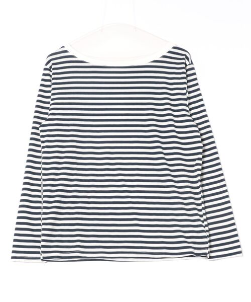 BY THE BAY（バイザベイ）の「【マリンテイスト・大人定番】バスクボーダー長袖Tシャツ／4色展開｜クルーネック ロンT フィット 着回し 大人カジュアル きれいめ 春秋コーデ（Tシャツ/カットソー・レディース・グレー×ホワイト/ネイビー×ホワイト/ブラック×ホワイト/ブラウン・FREE）」の8枚目の写真