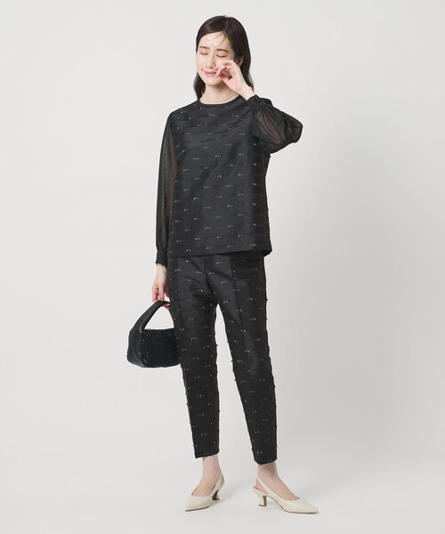 UNITED ARROWS（ユナイテッドアローズ）の「リボン カットジャガード パンツ（スラックス・レディース・ブラック/ネイビー・40/38/36）」の6枚目の写真