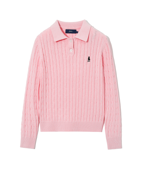 YALE(イェール)の「ウィメンズケーブルポロニット_ライトピンク(ニット/セーター・レディース・その他・MEDIUM/SMALL/LARGE)」の3枚目の写真