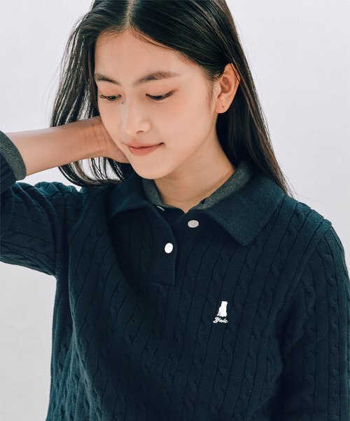 YALE(イェール)の「ウィメンズケーブルポロニット_ライトピンク(ニット/セーター・レディース・その他・MEDIUM/SMALL/LARGE)」の6枚目の写真