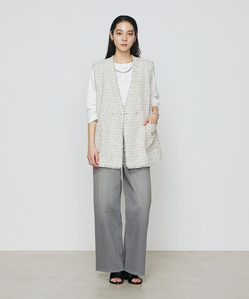 K.T KIYOKO TAKASE（キヨコタカセ）の「〔 Sサイズ 〕 サマーツイード ジレ（ベスト・レディース・グリーン/チャコール・5号）」の3枚目の写真