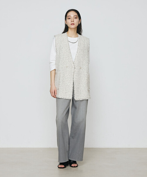 K.T KIYOKO TAKASE（キヨコタカセ）の「〔 Sサイズ 〕 サマーツイード ジレ（ベスト・レディース・グリーン/チャコール・5号）」の4枚目の写真