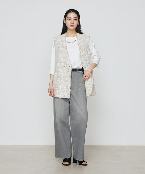 K.T KIYOKO TAKASE（キヨコタカセ）の「〔 Sサイズ 〕 サマーツイード ジレ（ベスト・レディース・グリーン/チャコール・5号）」の6枚目の写真