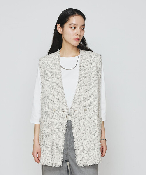 K.T KIYOKO TAKASE（キヨコタカセ）の「〔 Sサイズ 〕 サマーツイード ジレ（ベスト・レディース・グリーン/チャコール・5号）」の8枚目の写真