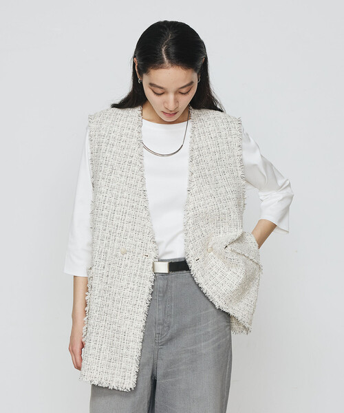 K.T KIYOKO TAKASE（キヨコタカセ）の「〔 Sサイズ 〕 サマーツイード ジレ（ベスト・レディース・グリーン/チャコール・5号）」の9枚目の写真