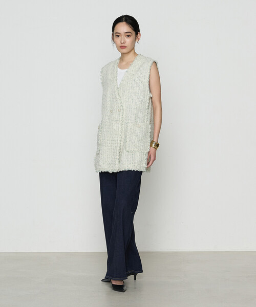 K.T KIYOKO TAKASE（キヨコタカセ）の「〔 Sサイズ 〕 サマーツイード ジレ（ベスト・レディース・グリーン/チャコール・5号）」の11枚目の写真