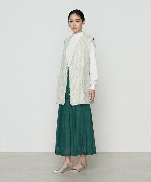 K.T KIYOKO TAKASE（キヨコタカセ）の「〔 Sサイズ 〕 サマーツイード ジレ（ベスト・レディース・グリーン/チャコール・5号）」の12枚目の写真