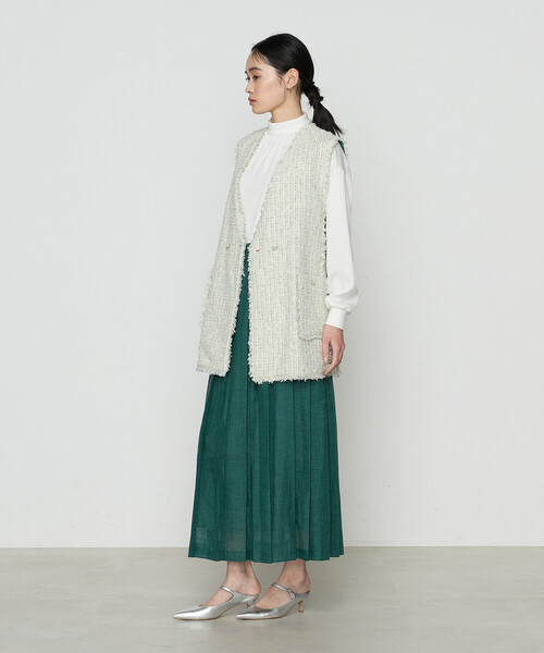 K.T KIYOKO TAKASE（キヨコタカセ）の「〔 Sサイズ 〕 サマーツイード ジレ（ベスト・レディース・グリーン/チャコール・5号）」の13枚目の写真