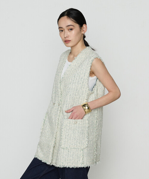 K.T KIYOKO TAKASE（キヨコタカセ）の「〔 Sサイズ 〕 サマーツイード ジレ（ベスト・レディース・グリーン/チャコール・5号）」の14枚目の写真