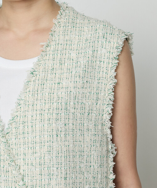 K.T KIYOKO TAKASE（キヨコタカセ）の「〔 Sサイズ 〕 サマーツイード ジレ（ベスト・レディース・グリーン/チャコール・5号）」の19枚目の写真