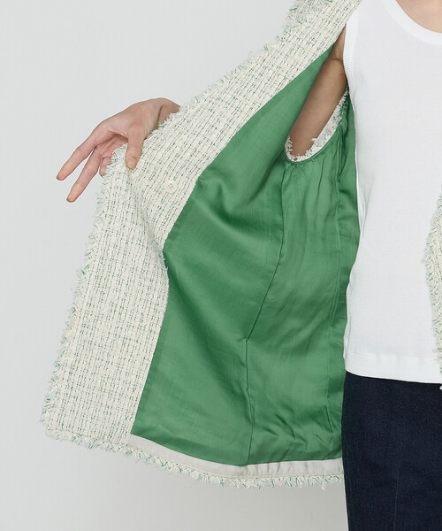 K.T KIYOKO TAKASE（キヨコタカセ）の「〔 Sサイズ 〕 サマーツイード ジレ（ベスト・レディース・グリーン/チャコール・5号）」の21枚目の写真