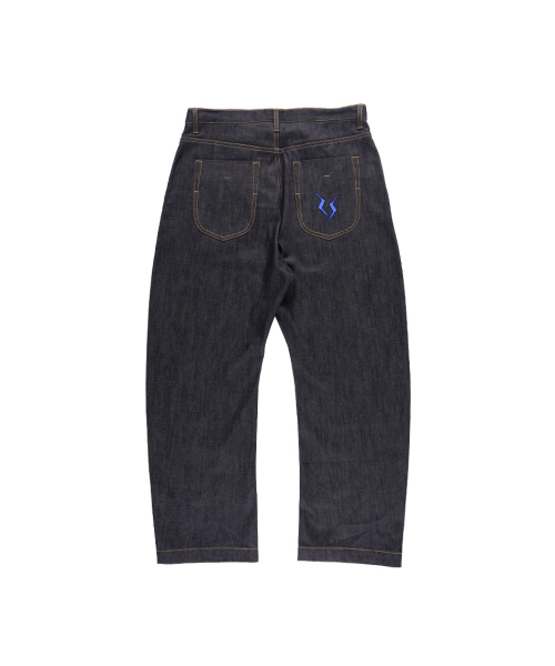 OURPOCKETS(アワーポケッツ)の「【NONE GRAPHIC】グリッドミッドライズカーブデニムパンツ(インディゴデニム)(デニムパンツ・レディース・ダークネイビー・MEDIUM/LARGE/X-LARGE)」の4枚目の写真