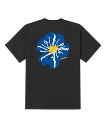 ブルーフラワー半袖Tシャツブラック