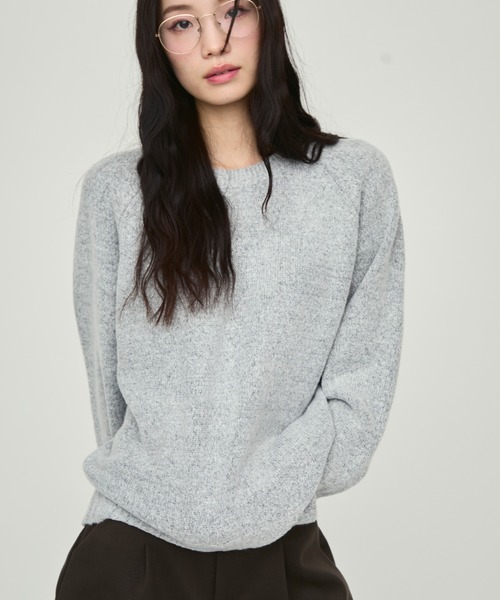 NUJOH(ヌゾ)の「Soft Loose Fit Basic Knit / ソフトルーズフィットベーシックニット(ニット/セーター・レディース・ネイビー/グリーン/ライトベージュ/グレー/インディゴブルー/ピンク/ラベンダー・FREE)」の3枚目の写真
