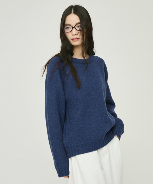 NUJOH(ヌゾ)の「Soft Loose Fit Basic Knit / ソフトルーズフィットベーシックニット(ニット/セーター・レディース・ネイビー/グリーン/ライトベージュ/グレー/インディゴブルー/ピンク/ラベンダー・FREE)」の5枚目の写真