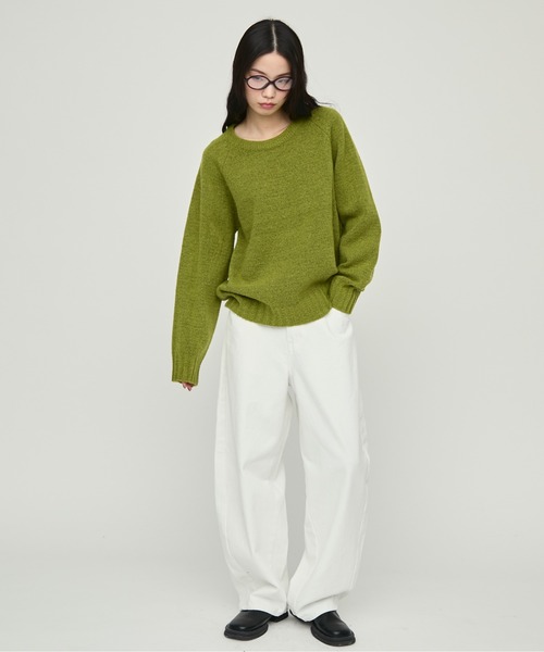 NUJOH(ヌゾ)の「Soft Loose Fit Basic Knit / ソフトルーズフィットベーシックニット(ニット/セーター・レディース・ネイビー/グリーン/ライトベージュ/グレー/インディゴブルー/ピンク/ラベンダー・FREE)」の1枚目の写真