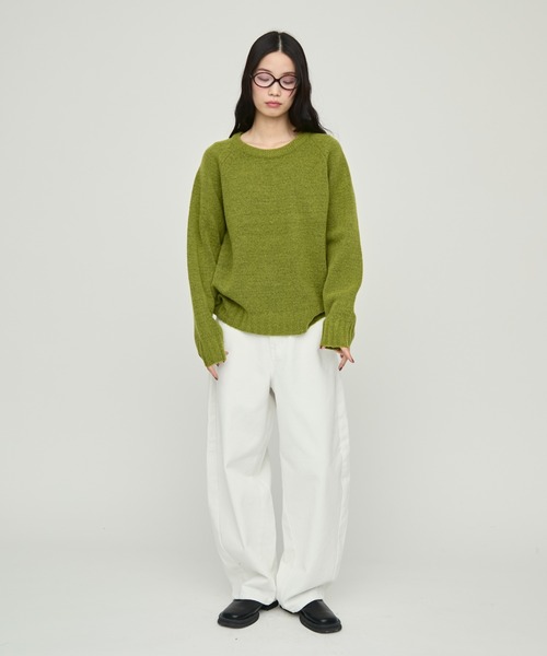 NUJOH(ヌゾ)の「Soft Loose Fit Basic Knit / ソフトルーズフィットベーシックニット(ニット/セーター・レディース・ネイビー/グリーン/ライトベージュ/グレー/インディゴブルー/ピンク/ラベンダー・FREE)」の9枚目の写真