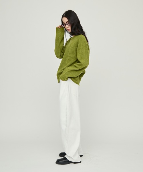 NUJOH(ヌゾ)の「Soft Loose Fit Basic Knit / ソフトルーズフィットベーシックニット(ニット/セーター・レディース・ネイビー/グリーン/ライトベージュ/グレー/インディゴブルー/ピンク/ラベンダー・FREE)」の10枚目の写真