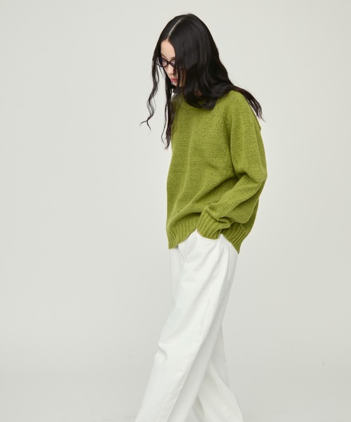 NUJOH(ヌゾ)の「Soft Loose Fit Basic Knit / ソフトルーズフィットベーシックニット(ニット/セーター・レディース・ネイビー/グリーン/ライトベージュ/グレー/インディゴブルー/ピンク/ラベンダー・FREE)」の11枚目の写真