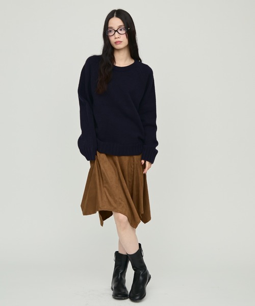NUJOH(ヌゾ)の「Soft Loose Fit Basic Knit / ソフトルーズフィットベーシックニット(ニット/セーター・レディース・ネイビー/グリーン/ライトベージュ/グレー/インディゴブルー/ピンク/ラベンダー・FREE)」の14枚目の写真