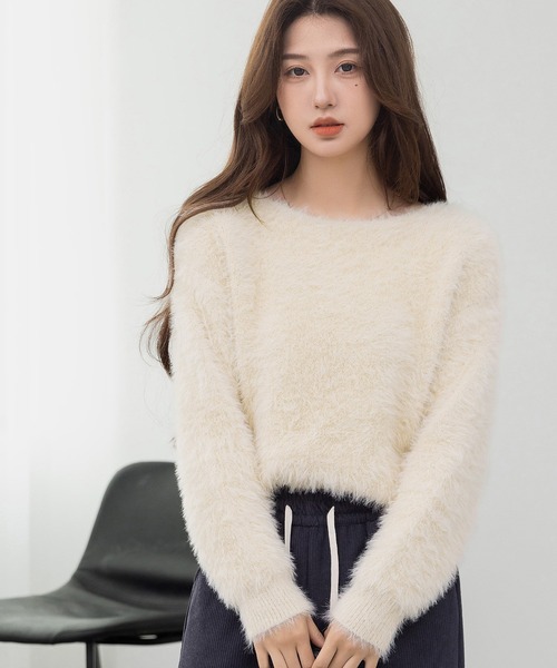 DAY CLOSET（デイ クローゼット）の「ふわふわ愛されシャギーニット。長袖 リブ ニット プルオーバー レディース（ニット/セーター・レディース・ホワイト/キナリ/クリーム・FREE）」の15枚目の写真