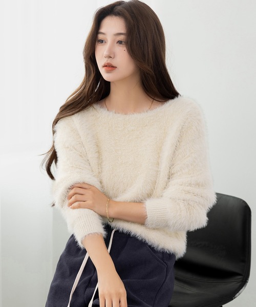 DAY CLOSET（デイ クローゼット）の「ふわふわ愛されシャギーニット。長袖 リブ ニット プルオーバー レディース（ニット/セーター・レディース・ホワイト/キナリ/クリーム・FREE）」の16枚目の写真