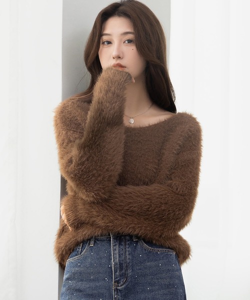 DAY CLOSET（デイ クローゼット）の「ふわふわ愛されシャギーニット。長袖 リブ ニット プルオーバー レディース（ニット/セーター・レディース・ホワイト/キナリ/クリーム・FREE）」の22枚目の写真