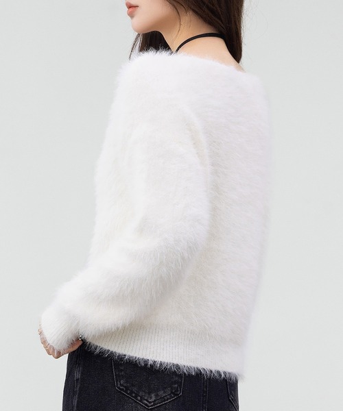 DAY CLOSET（デイ クローゼット）の「ふわふわ愛されシャギーニット。長袖 リブ ニット プルオーバー レディース（ニット/セーター・レディース・ホワイト/キナリ/クリーム・FREE）」の13枚目の写真