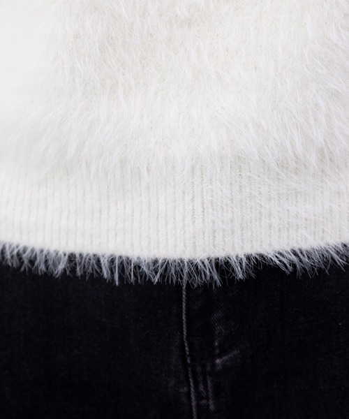 DAY CLOSET（デイ クローゼット）の「ふわふわ愛されシャギーニット。長袖 リブ ニット プルオーバー レディース（ニット/セーター・レディース・ホワイト/キナリ/クリーム・FREE）」の4枚目の写真