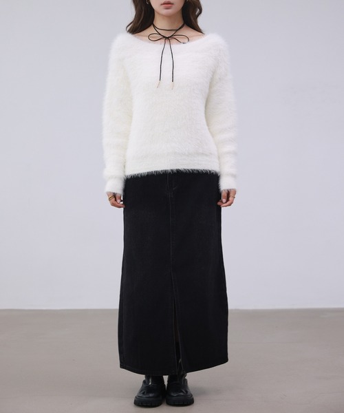 DAY CLOSET（デイ クローゼット）の「ふわふわ愛されシャギーニット。長袖 リブ ニット プルオーバー レディース（ニット/セーター・レディース・ホワイト/キナリ/クリーム・FREE）」の5枚目の写真