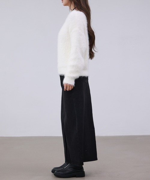 DAY CLOSET（デイ クローゼット）の「ふわふわ愛されシャギーニット。長袖 リブ ニット プルオーバー レディース（ニット/セーター・レディース・ホワイト/キナリ/クリーム・FREE）」の6枚目の写真