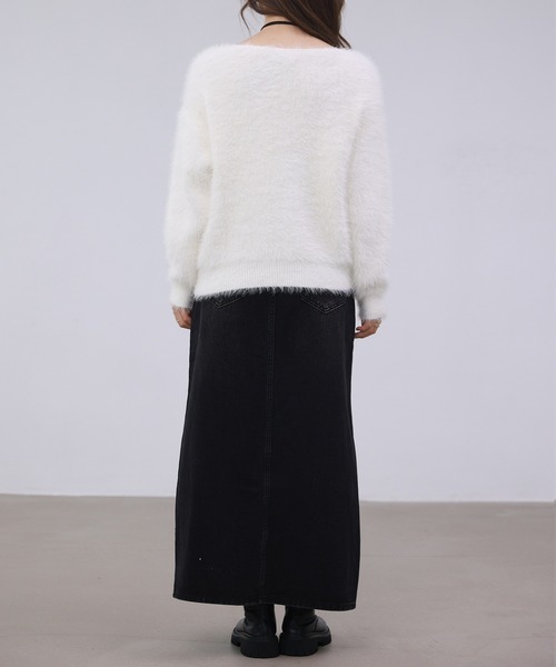 DAY CLOSET（デイ クローゼット）の「ふわふわ愛されシャギーニット。長袖 リブ ニット プルオーバー レディース（ニット/セーター・レディース・ホワイト/キナリ/クリーム・FREE）」の7枚目の写真