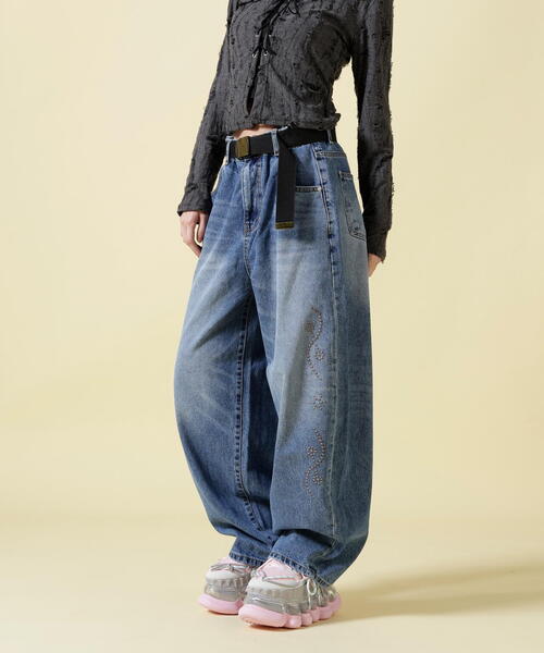 SIS（エスアイエス）の「SIS/エスアイエス/Studs Denim Pants（デニムパンツ・レディース・ブラック/ブルー・L/M）」の12枚目の写真