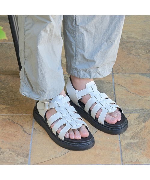 SHOEHI（シューハイ）の「[ムシンサ単独] レオフィッシャーマンサンダル (2Colors)_S7524（サンダル・メンズ・ホワイト/ブラック・SMALL/MEDIUM/LARGE）」の2枚目の写真