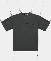 ピグメントレタリングブラックロゴオーバーサイズ半袖Tシャツ