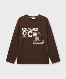 Lettering Long Sleeve T-shirt-Brown