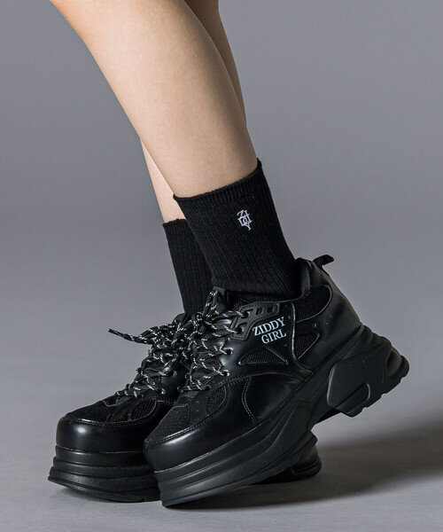 ZIDDY（ジディ）の「【 ニコ☆プチ 掲載 】ロゴ刺しゅうリブソックス(19~24cm)（ソックス/靴下・キッズ・グレー/ブラック・21.0cm/24.0cm）」の3枚目の写真