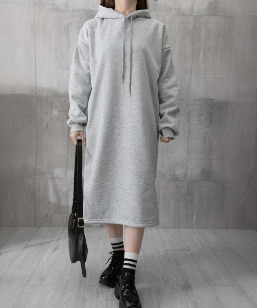 Miniministore(ミニミニストア)の「裏起毛 ロングパーカーワンピース 着やせ(ワンピース・レディース・ライトグレー/ネイビー/ブラウン/ブラック・FREE)」の22枚目の写真