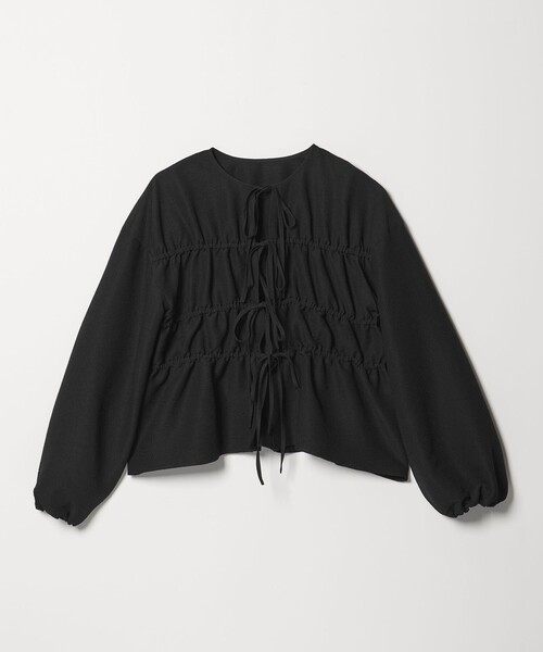 EMMEL REFINES(エメルリファインズ)の「<EMMEL REFINES>EM コードレーン リボンギャザー ブラウス(シャツ/ブラウス・レディース・ブラック/ライトブルー/ホワイト・FREE)」の2枚目の写真