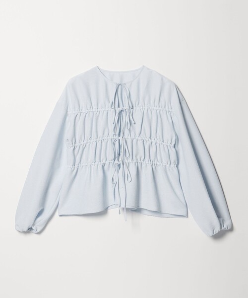 EMMEL REFINES(エメルリファインズ)の「<EMMEL REFINES>EM コードレーン リボンギャザー ブラウス(シャツ/ブラウス・レディース・ブラック/ライトブルー/ホワイト・FREE)」の6枚目の写真